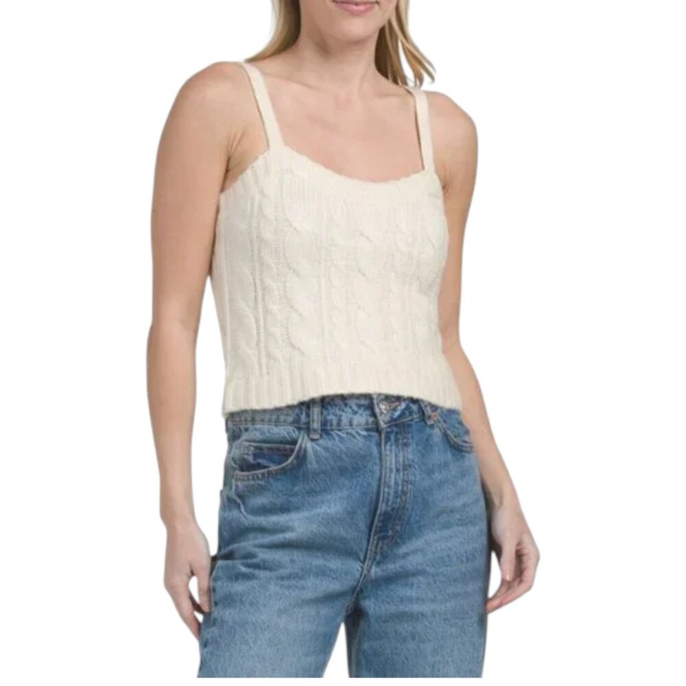 525 AMERICA cream Cable Knit Tank Top